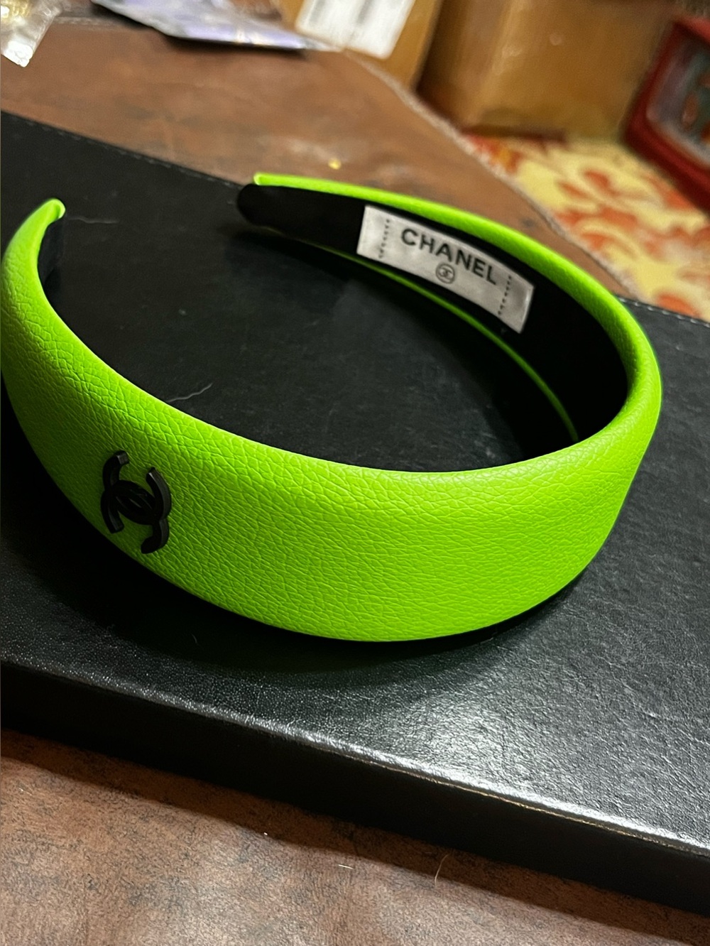 Double C Green Black Letter Logo Wide Headband - Picture 2 of 6